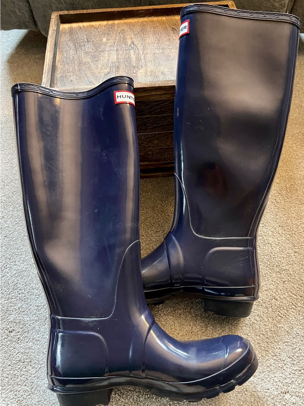 Hunter Original Tall Gloss Rain Boots in Blue (purplish)